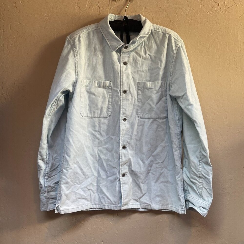 Outerknown Mens Townes Corduroy Shirt Small Long Sleeve Light Blue Pockets